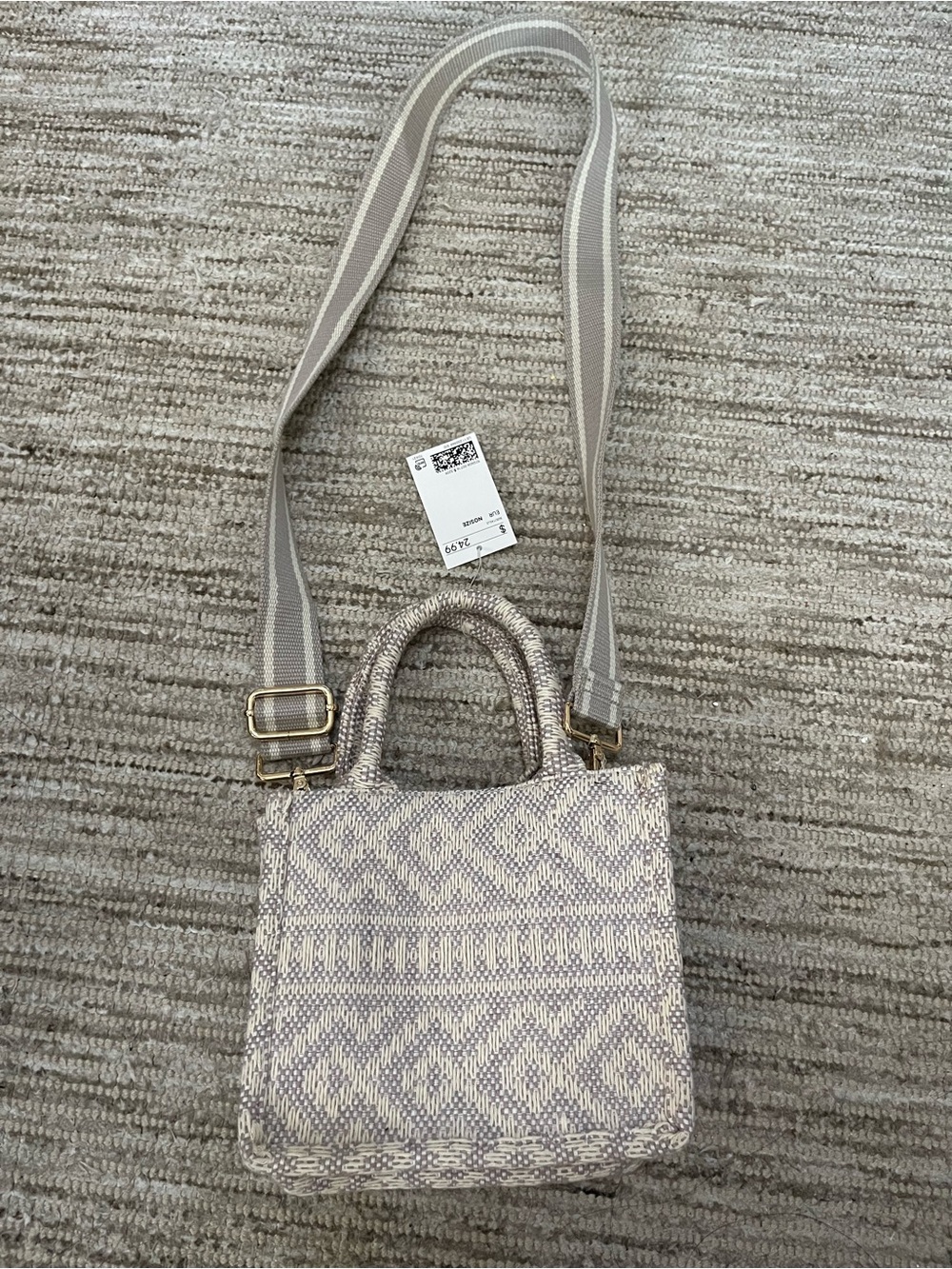 NEW H&M Woven Pattern Mini Crossbody Tote